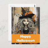 カボチャ付きハロウィーンの魔女 ポストカード (正面/裏面)