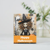 カボチャ付きハロウィーンの魔女 ポストカード (スタンド正面)