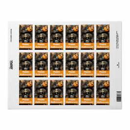 カボチャ付きハロウィーンの魔女 ラベル