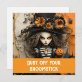 カボチャ付きハロウィーンの魔女 招待状 (正面/裏面)