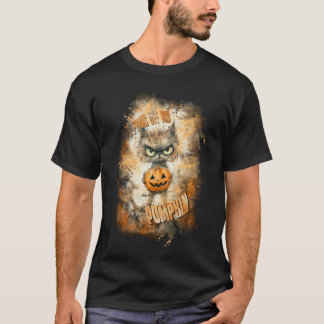 カボチャ付きハロウィーンクランキー猫 Tシャツ