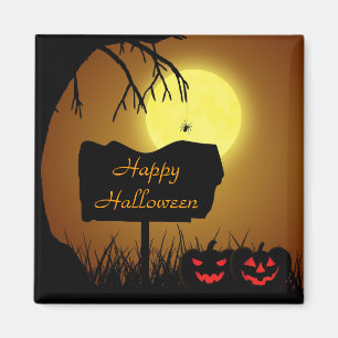 カボチャ付きハロウィーンサイン – マグネット
