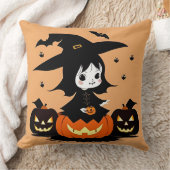 カボチャ付きハロウィーン魔女 クッション (ブランケット)