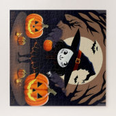 カボチャ付きハロウィーン魔女 ジグソーパズル (横)