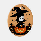 カボチャ付きハロウィーン魔女 セラミックオーナメント (右)