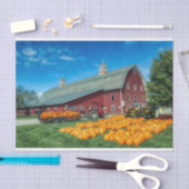 カボチャ付き大きな赤いバーモントの納屋 薄葉紙 (クラフト)