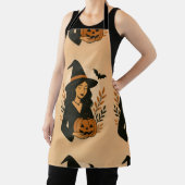 カボチャ付き秋の魔女 | ヴィンテージハロウィーン エプロン (インサイチュ)