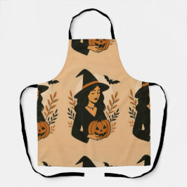 カボチャ付き秋の魔女 | ヴィンテージハロウィーン エプロン