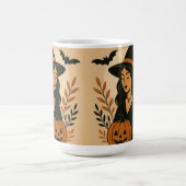 カボチャ付き秋の魔女 | ヴィンテージハロウィーン コーヒーマグカップ (中央)