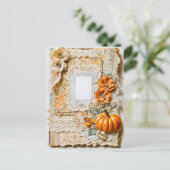 カボチャ付き空のヴィンテージフレーム シーズンポストカード (スタンド正面)