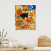 カボチャ付き黒猫 ポスター (キッチン)