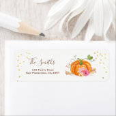 カボチャ住所 シール秋秋金ゴールドピンク ラベル (インサイチュ)