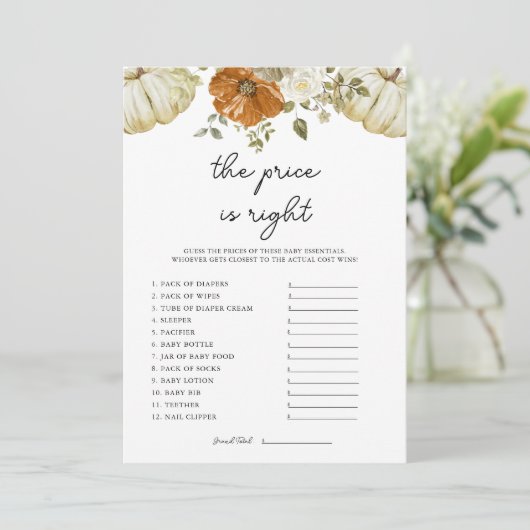 カボチャ価格は右ベビーシャワーゲームカード 招待状 (スタンド正面)