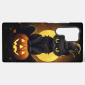 カボチャ入りの可愛い小さな黒いハロウィーン猫 SAMSUNG GALAXYケース (裏面横)