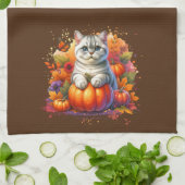 カボチャ入りブリティッシュ・ショートヘア キッチンタオル (折り畳み)