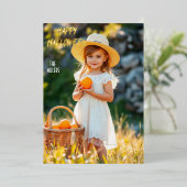 カボチャ入り女の子ハッピーハローウィン 箔招待状 (立ち正面)