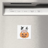 カボチャ入り牛可愛い牛ハッピーハローウィン磁石 マグネット (インサイチュ (食洗機))