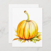 カボチャ勉強Cの水彩画&ペン シーズンカード (正面/裏面)
