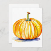 カボチャ勉強Eの水彩画&ペン シーズンカード (正面/裏面)