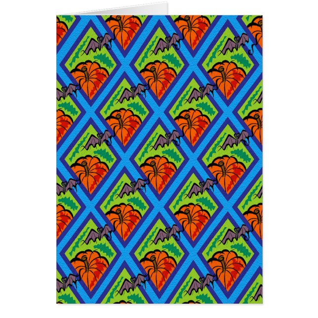 カボチャ及びこうもりの模様（緑/青） (正面)