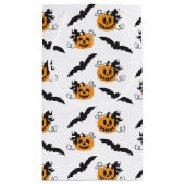 カボチャ及びこうもりパターンハロウィーンのカボチャのちょうちんオレンジ スモールペーパーバッグ (裏面)