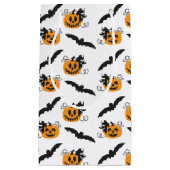 カボチャ及びこうもりパターンハロウィーンのカボチャのちょうちんオレンジ スモールペーパーバッグ (正面)