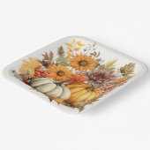 カボチャ収穫フローラメドレー：葉と花模様 ペーパープレート (傾斜あり)