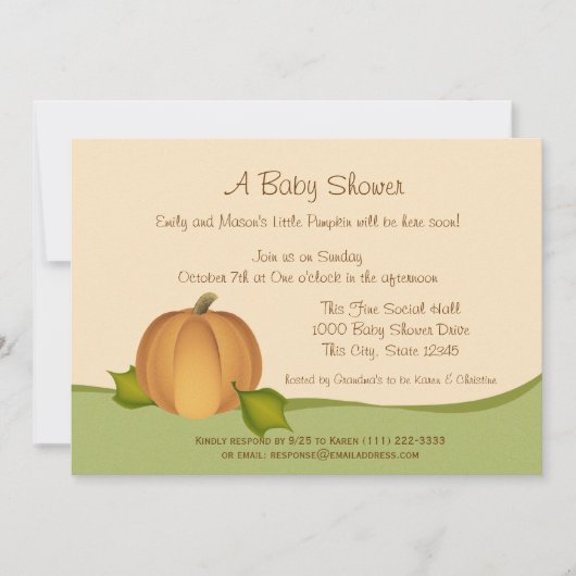 カボチャ収穫ベビーシャワー 招待状 (正面)