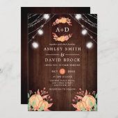 カボチャ収穫モノグラム秋のライト結婚ズ 招待状 (正面/裏面)