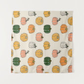 カボチャ収穫ヴィンテージ継ぎ目無し模様 タペストリー (正面(横))