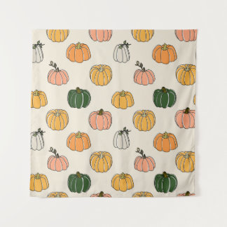 カボチャ収穫ヴィンテージ継ぎ目無し模様 タペストリー