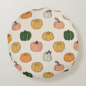 カボチャ収穫ヴィンテージ継ぎ目無し模様 ラウンドクッション (裏面)