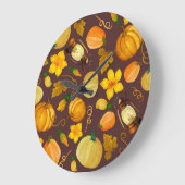 カボチャ収穫秋の水のカラーパターン ラージ壁時計 (傾斜)