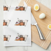 カボチャ台所タオルを持つペンブロークのウェルシュコーギー キッチンタオル (四つ折り)