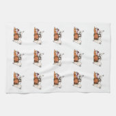 カボチャ台所タオルを持つペンブロークのウェルシュコーギー キッチンタオル (横)