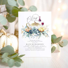 カボチャ多糖秋ワインテイスティングブライダルシャワー 招待状