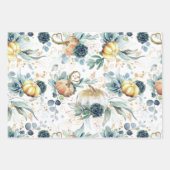 カボチャ多糖金ゴールドグリーナリーユーカリ秋 ラッピングペーパーシート (正面)