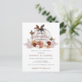 カボチャ夫婦の赤ちゃんシャワーテラコッタバジェット ポストカード (スタンド正面)