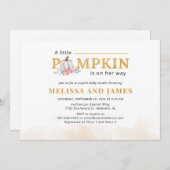 カボチャ夫婦の赤ちゃんシャワーピンクフローラ 招待状 (正面/裏面)