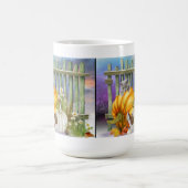 カボチャ失ったパッチの白い靴はコラージュ コーヒーマグカップ (中央)