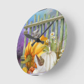 カボチャ失ったパッチの白い靴はコラージュ ラウンド壁時計 (傾斜)