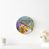 カボチャ失ったパッチの白い靴はコラージュ ラウンド壁時計 (ホーム)