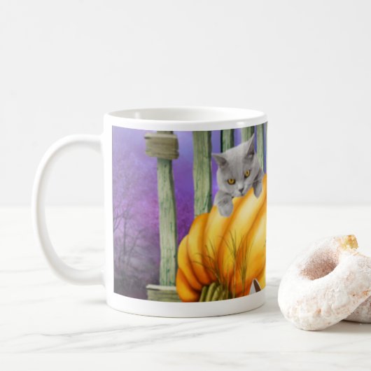 カボチャ失ったパッチの白い靴 コーヒーマグカップ (ドーナツ)