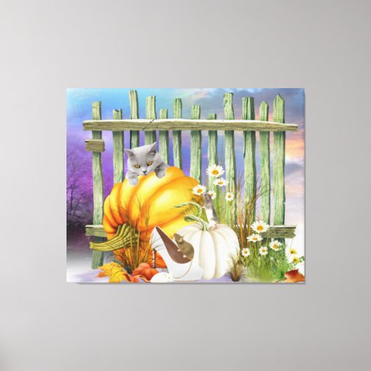 カボチャ失ったパッチコラージュの白い靴 キャンバスプリント (正面)