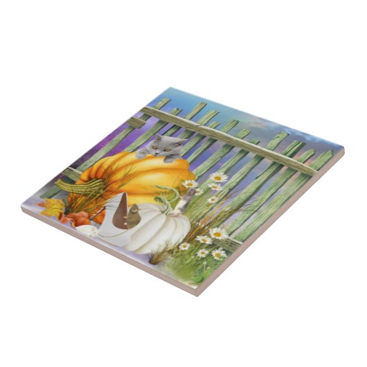 カボチャ失ったパッチコラージュの白い靴 タイル (側面)