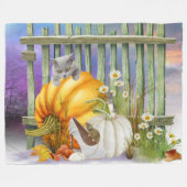 カボチャ失ったパッチコラージュの白い靴 フリースブランケット (正面(横))