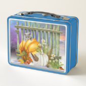 カボチャ失ったパッチコラージュの白い靴 メタルランチボックス (裏面)