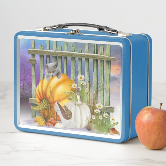 カボチャ失ったパッチコラージュの白い靴 メタルランチボックス (インサイチュ)