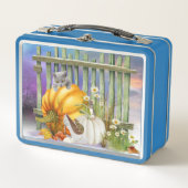 カボチャ失ったパッチコラージュの白い靴 メタルランチボックス (正面)