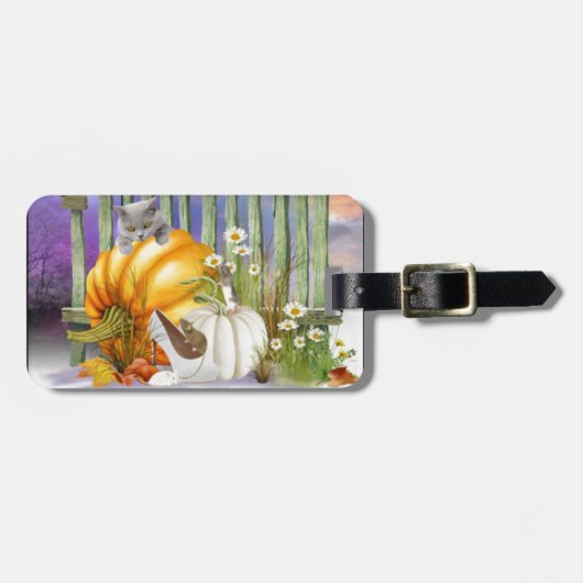 カボチャ失ったパッチコラージュの白い靴 ラゲッジタグ (正面横)